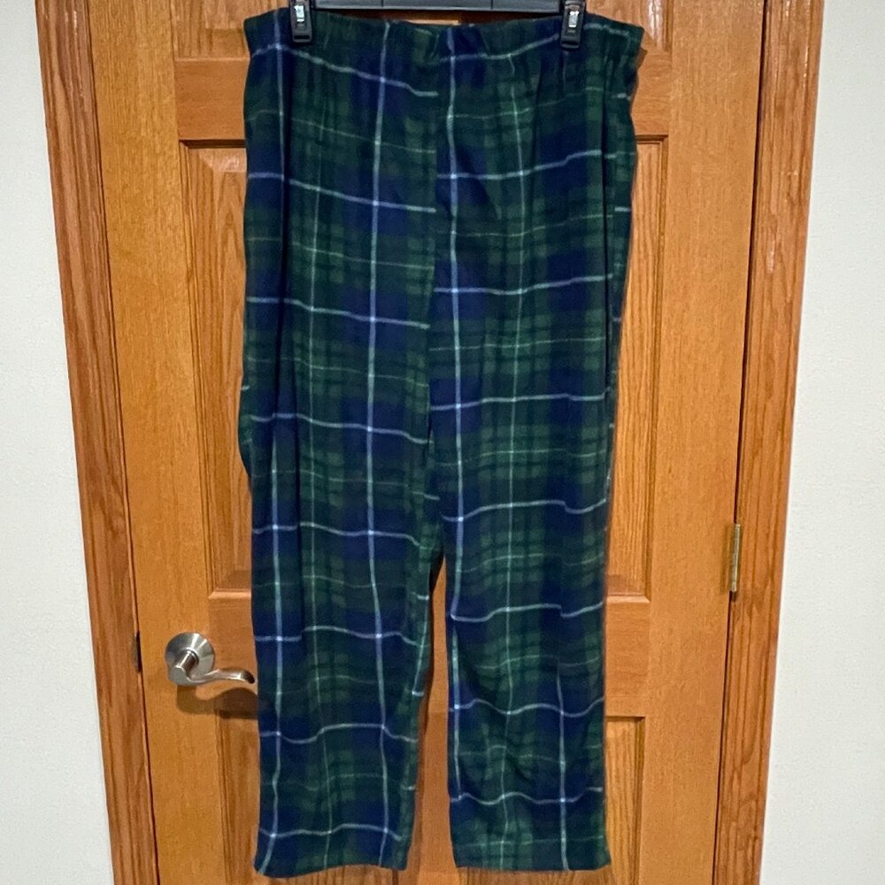Mission Ridge Men's 2XL Blue Green Plaid Fleece Lounge PJs Pajama Pants NWOT NEW